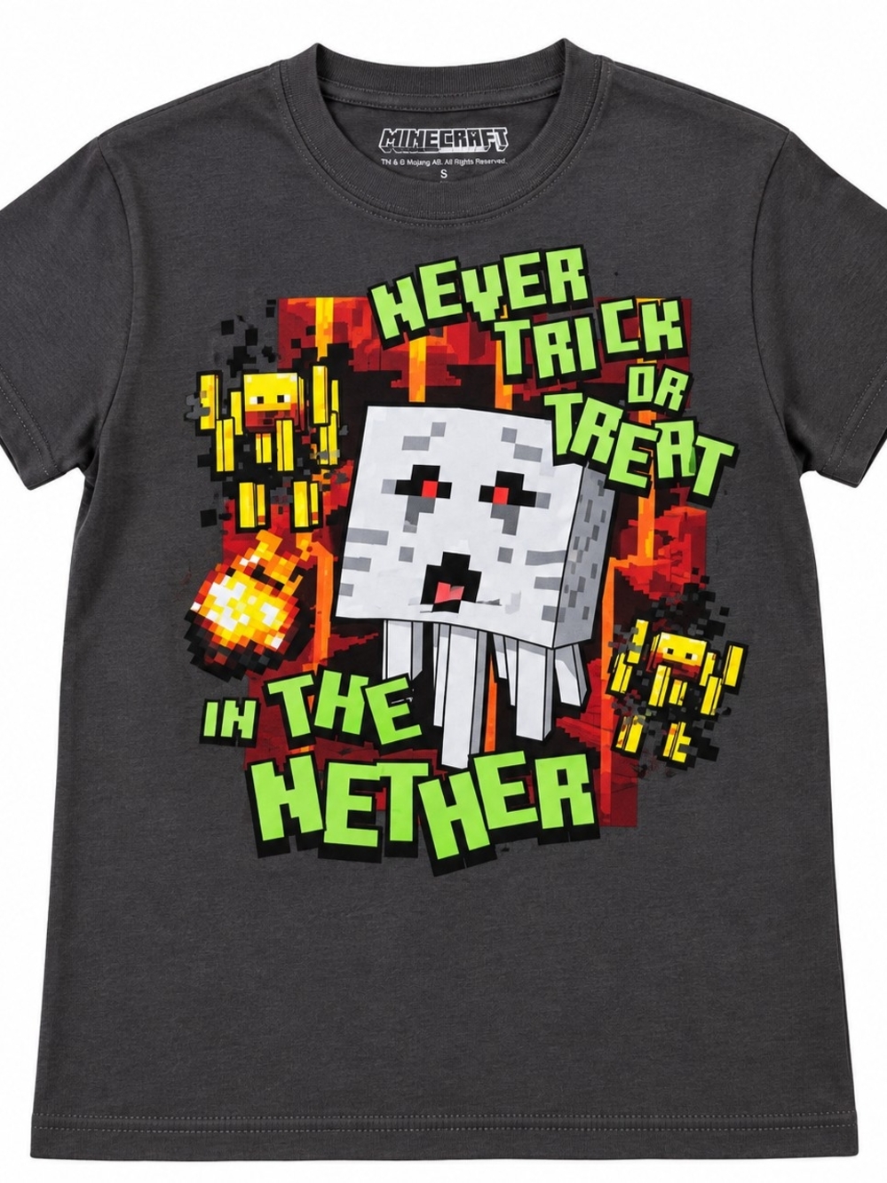 Kids Minecraft 'Never Trick or Treat in the Nether' Graphic Tee - Charcoal